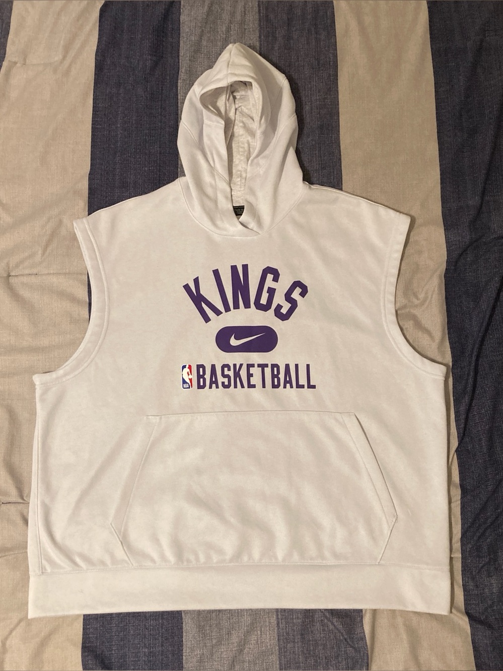 Nike Sacramento Kings Mens Sleeveless Hoodie Sz 2XL NBA Basketball White